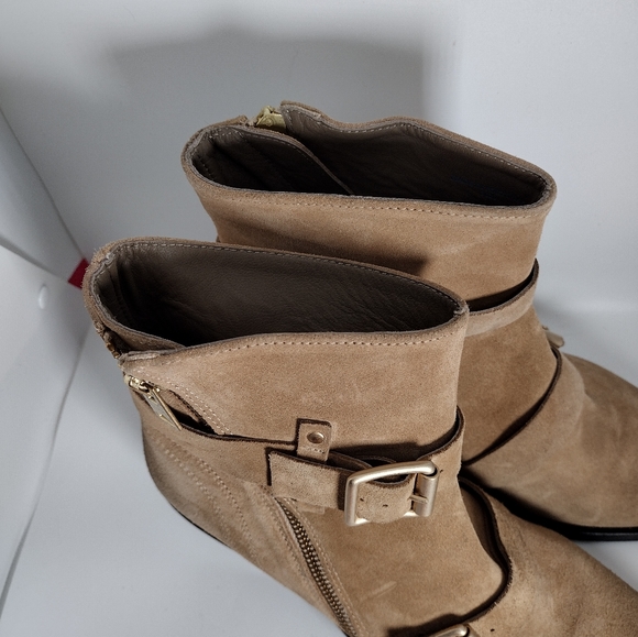 AllSaints Lior Suede Zip Bootie Desert Sand EU size 39 US Size 9 NWOB - Picture 13 of 15